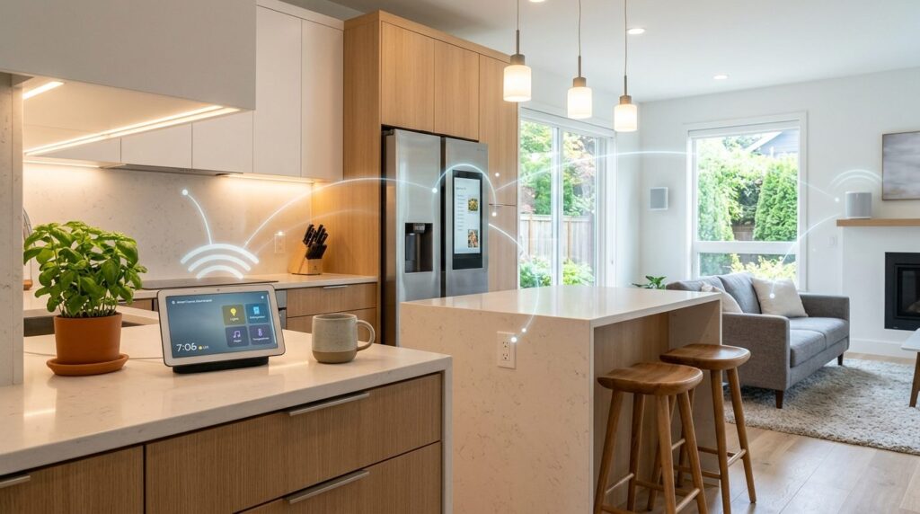 Professional real estate photography of a smart home network