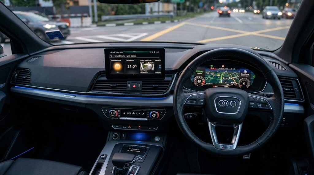 Close-up of Audi Q5 45 TFSI dashboard displaying advanced in