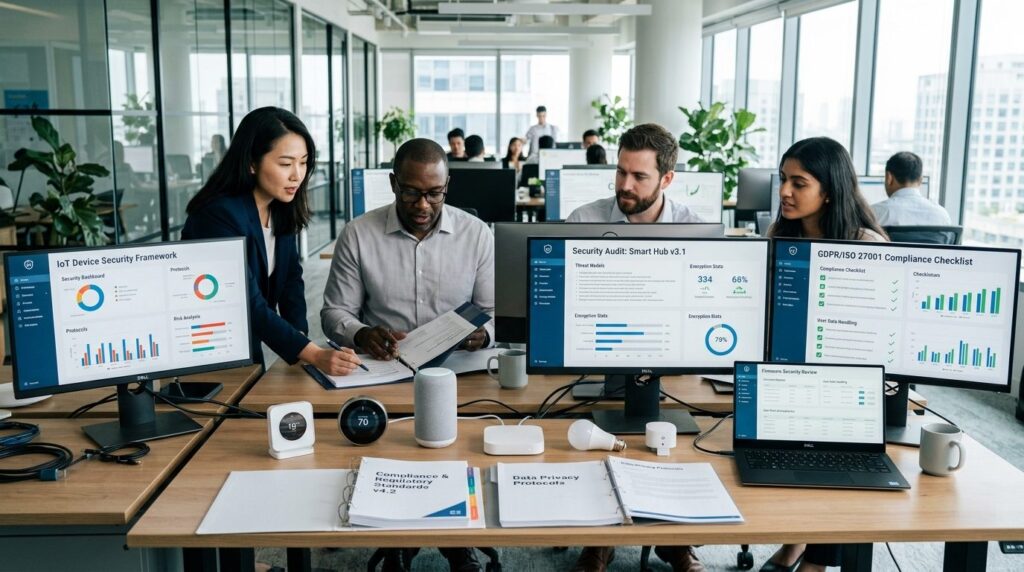 Photorealistic image of a product development team in a mode