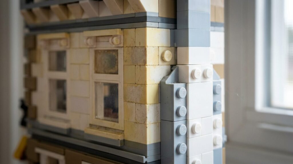 Close-up detail shot of a LEGO Icons set with visible color 
