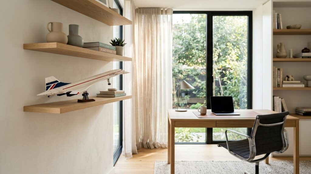 Elegant home office setting featuring a LEGO Icons collectib