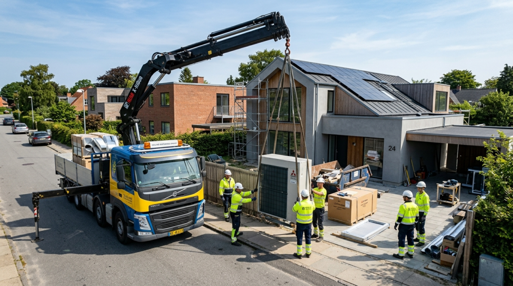 Wide-angle shot of a specialized transport truck with integr