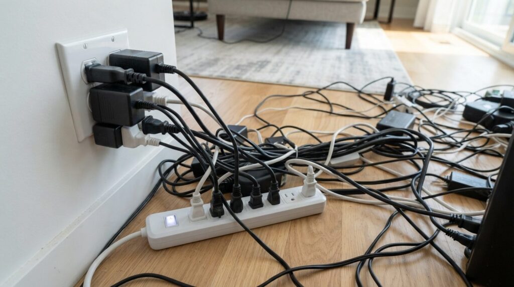 Professional stock photo, 16:9 ratio, top-down view of a res